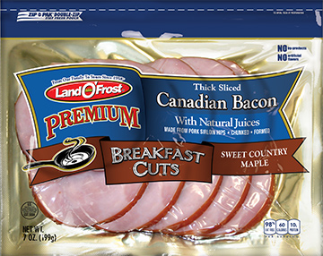 Premium - Thick Sliced Canadian Bacon Sweet Country Maple