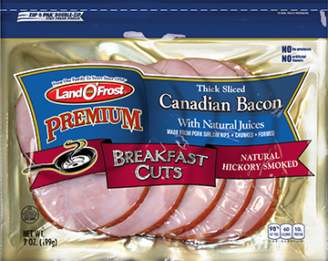 Premium - Thick Sliced Canadian Bacon Natural Hickory Smoked
